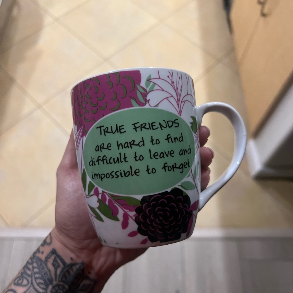 Floral Mug with Friendship Quote